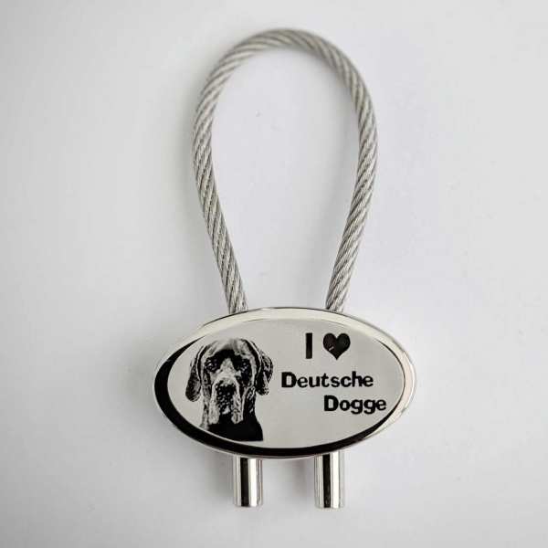 I love Deutsche Dogge Gravur Schlüsselanhänger personalisiert - original Fotogravur