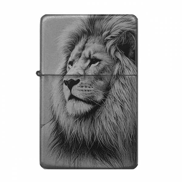 Lion Lion Lighter Lineart optionally personalized with your engraving text on the back