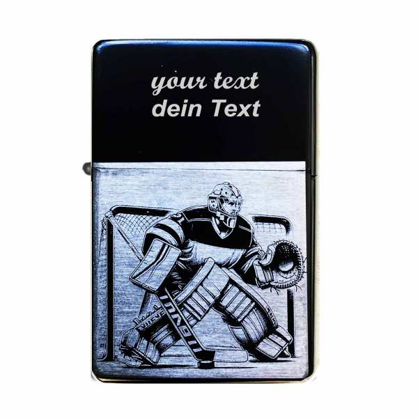 Eishockey Keeper Feuerzeug mit Textgravur