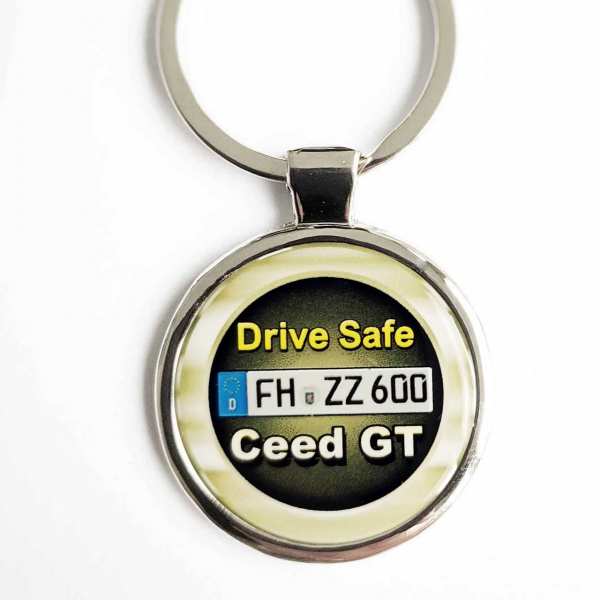 Kia Ceed GT Drive Safe Schlüsselanhänger personalisiert & Kennzeichen & Gravur